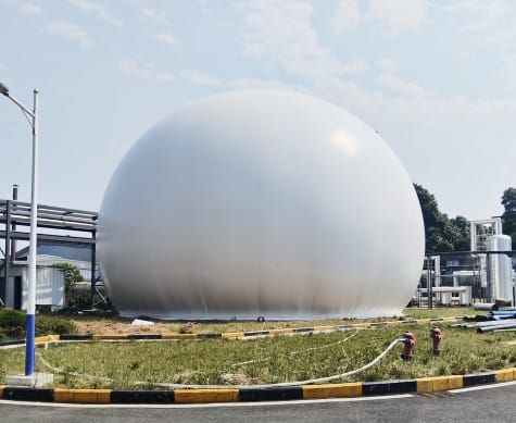 What are the main functions of the Qingdao Haiyue double membrane gas holder?